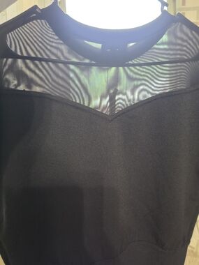 Express Black Mesh Yoke Sweater Top With Cap Sleeves